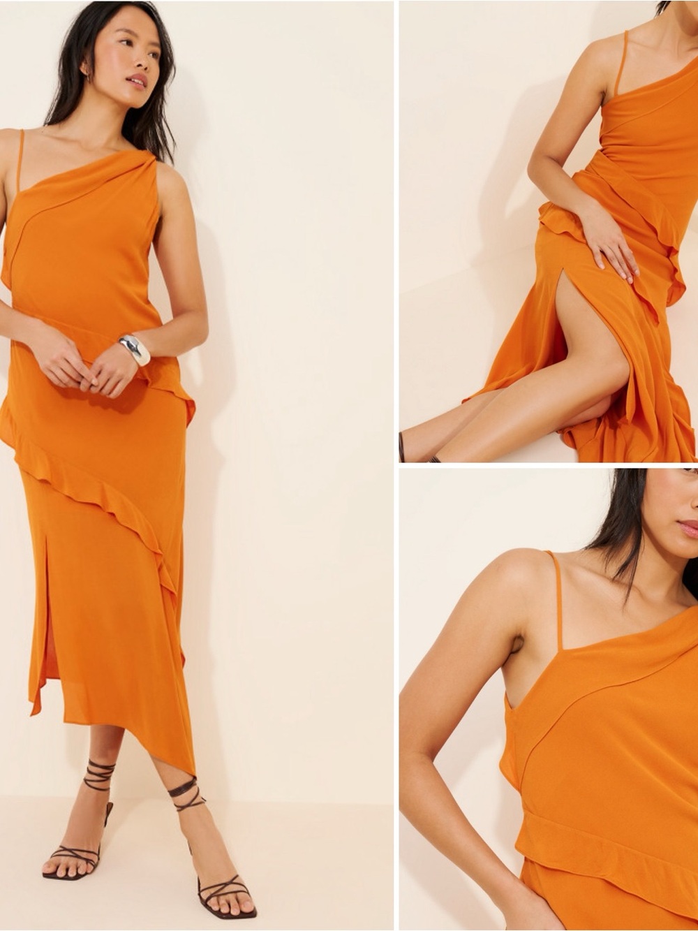 Samsoe Samsoe Samoena Asymmetric Ruffle Midi Dress